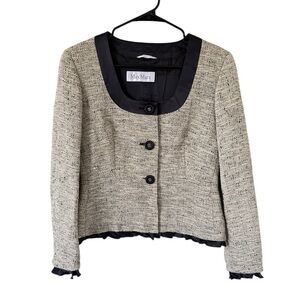 Max Mara Tweed Cropped Beige and Black Jacket
